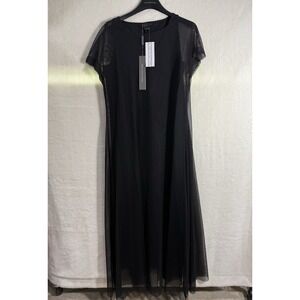 Marie Saint Pierre Womens Black Dress Sz 4 Short Sleeve Tule Overlay Slip On Tag
